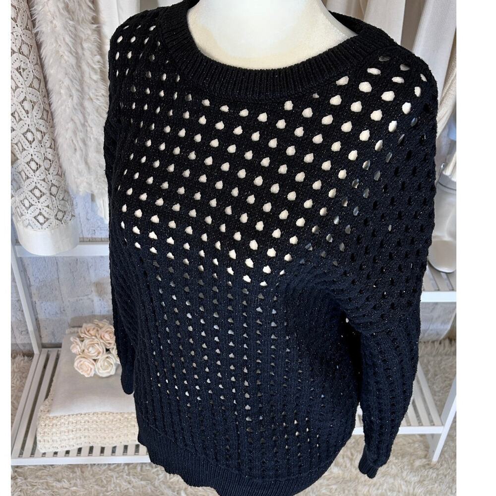 INC International Concepts Women's Size M Black Open Knit Pullover Sweater #0178 - Picture 4 of 7